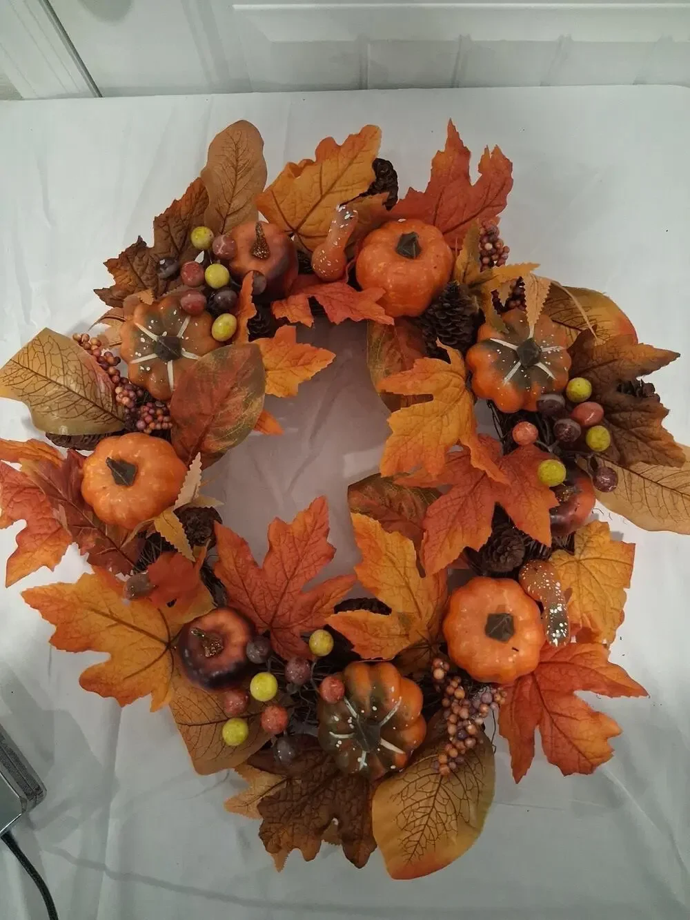 Fall Wreath Thanksgiving Pumpkin Autumn Leaves Door Decor 16-18